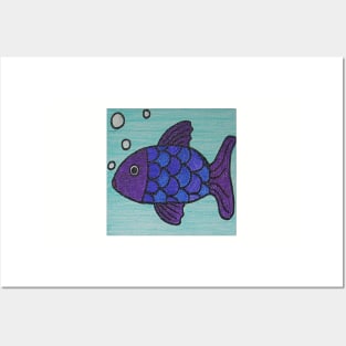 Purple Fish Portrait Posters and Art